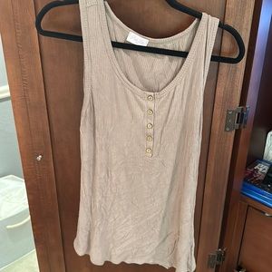 Pink lily Grand Appreciation Beige Ribbed Henley Tan